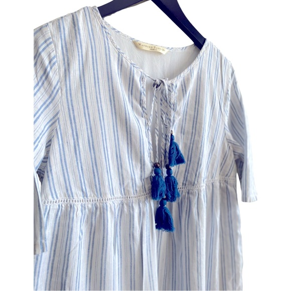 Wayward Fancies Eshakti Cotton Linen Midi Dress with Eyelet Details & Tassels - Picture 5 of 8